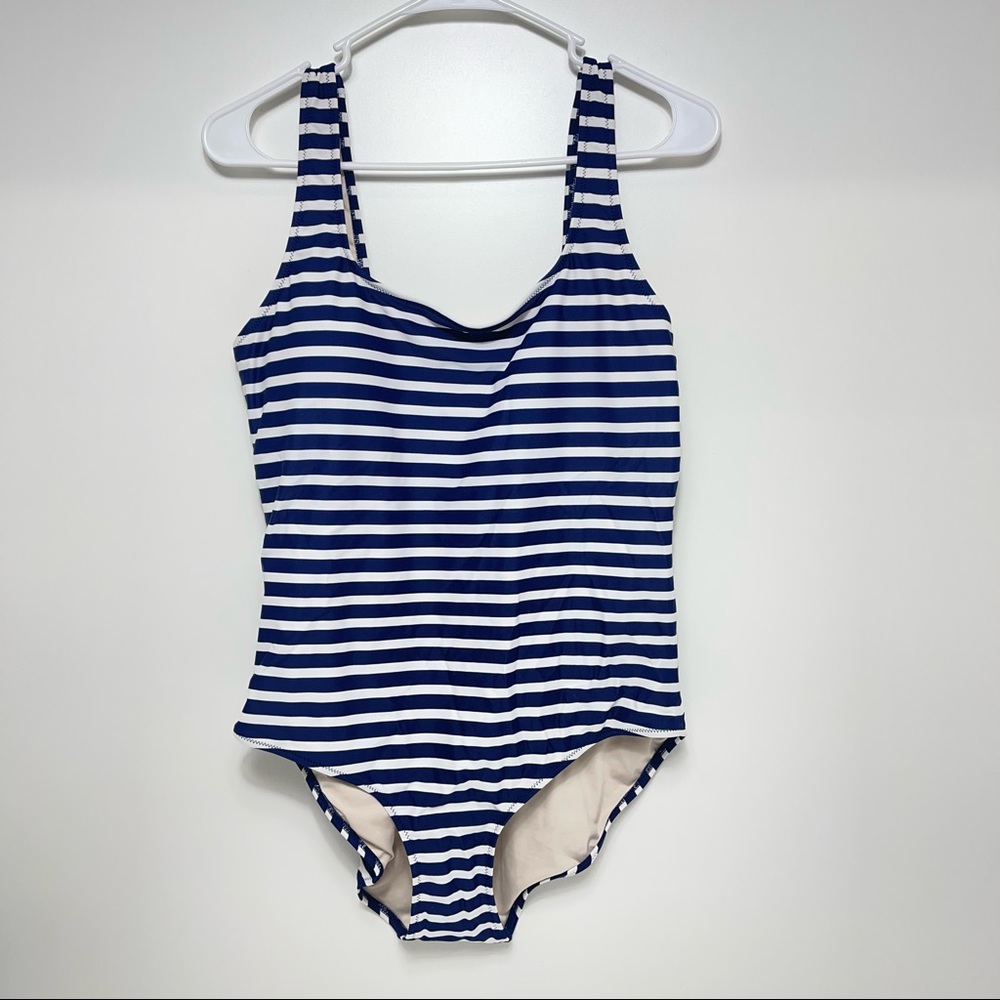 NWT Joe Fresh one piece swimsuit baby white stripe sz L